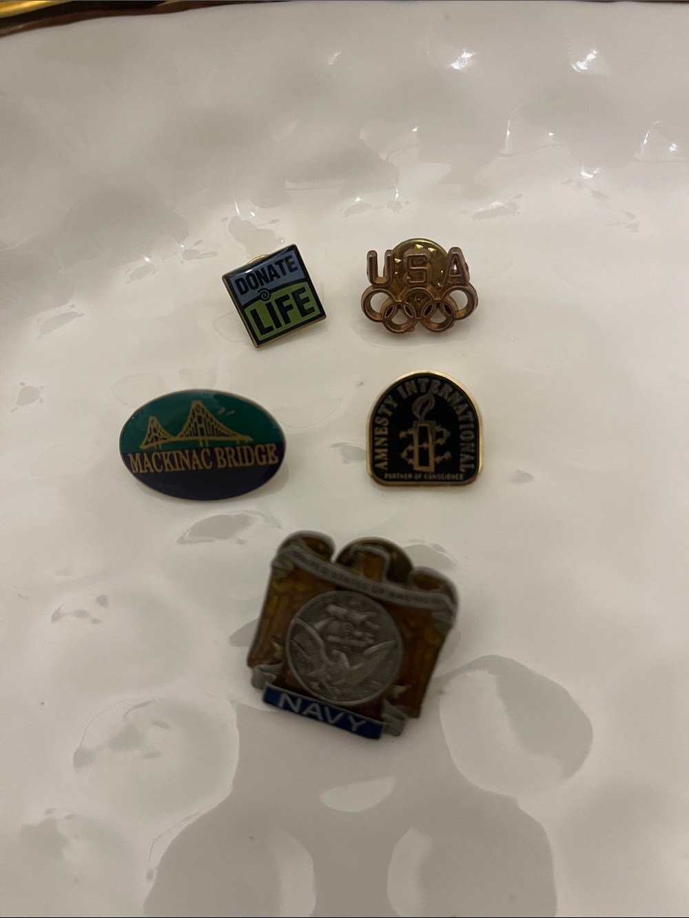 Assorted Lapel Pin Lot - Navy, Green, Gold, Blue
